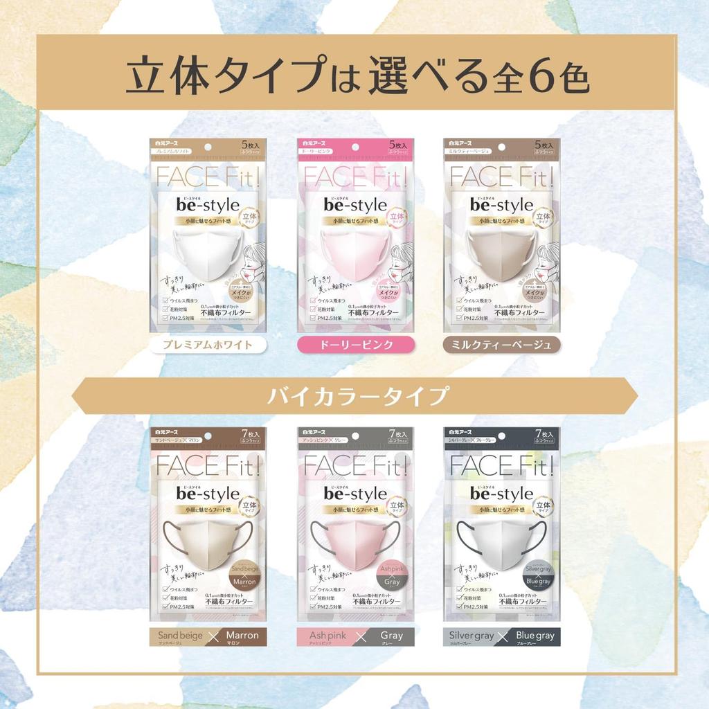 Hakugen Earth 3D Regular Premium JIS Standard Wide Ear Straps for Makeup Hay Fever Relief B-Style Masks, Size, White, 20-Count, Compliant, Comfort,