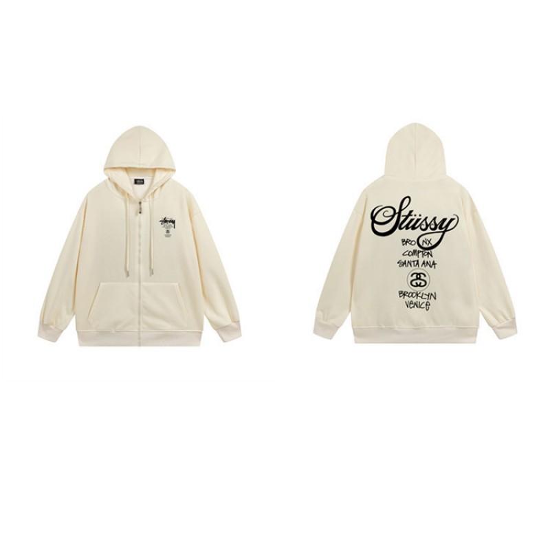 Mens Hooded Zip-Up Fleece-Lined Sweatshirt With Letter Print Casual Oversized Pullover Winter Jacket