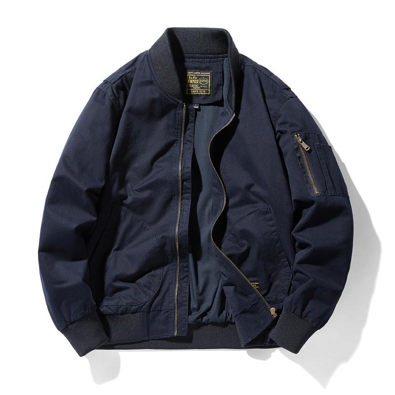 

Spring and Autumn New Pure Cotton Jacket for Men Air Force MA1 Pilot Baseball Collar Loose Casual Jacket for Men 5XL