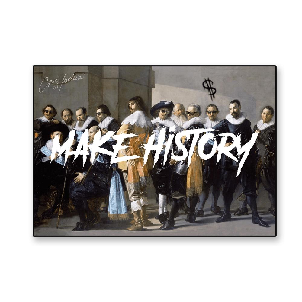 

Кумедний вінтажний плакат Frans Hals Print Make History Цитата Prints Класичне мистецтво Картина на полотні Домашнє оформлення вітальні 70x120 No Frame