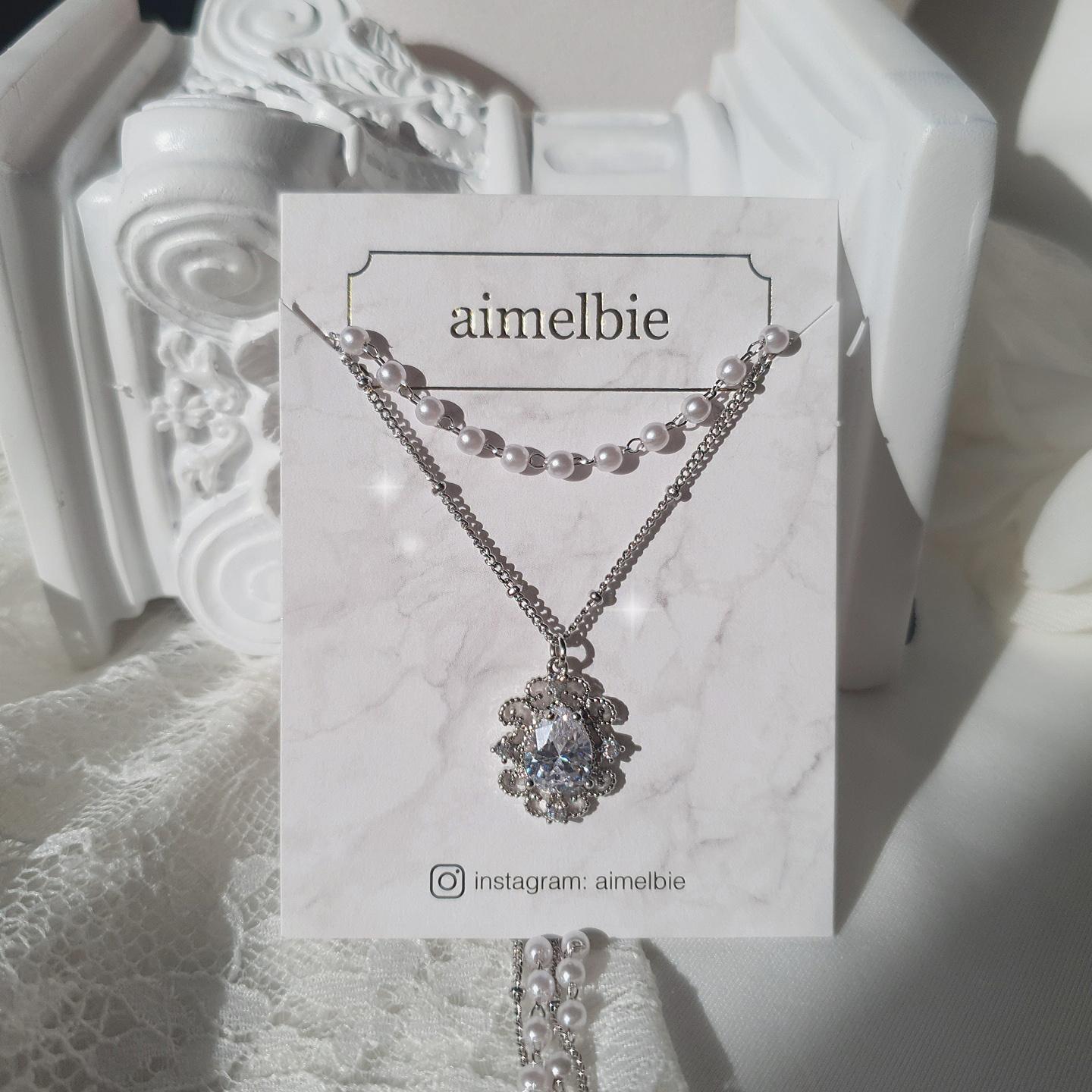 

[IVE Liz Necklace] Багатошарове намисто з краплею води Free срібний