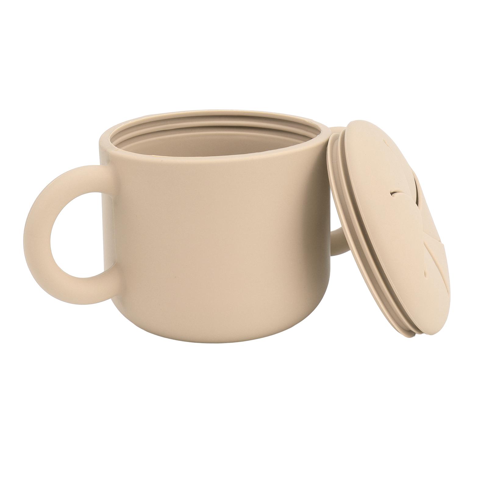 Детская обучающая чашка для питья Силиконовая с двойными ручками Дизайн Легкая чистка Непроливайка Тренировочная чашка для малышей Хаки L