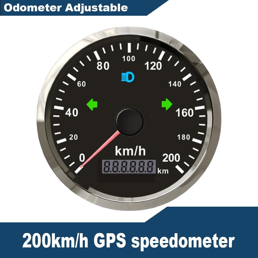 Waterproof 85mm GPS Speedometer 0-125 MPH 0-160 MPH 0-200 MPH for Snowmobile Motorcycle ATV UTV Total Mileage Adjustable 12V 24V