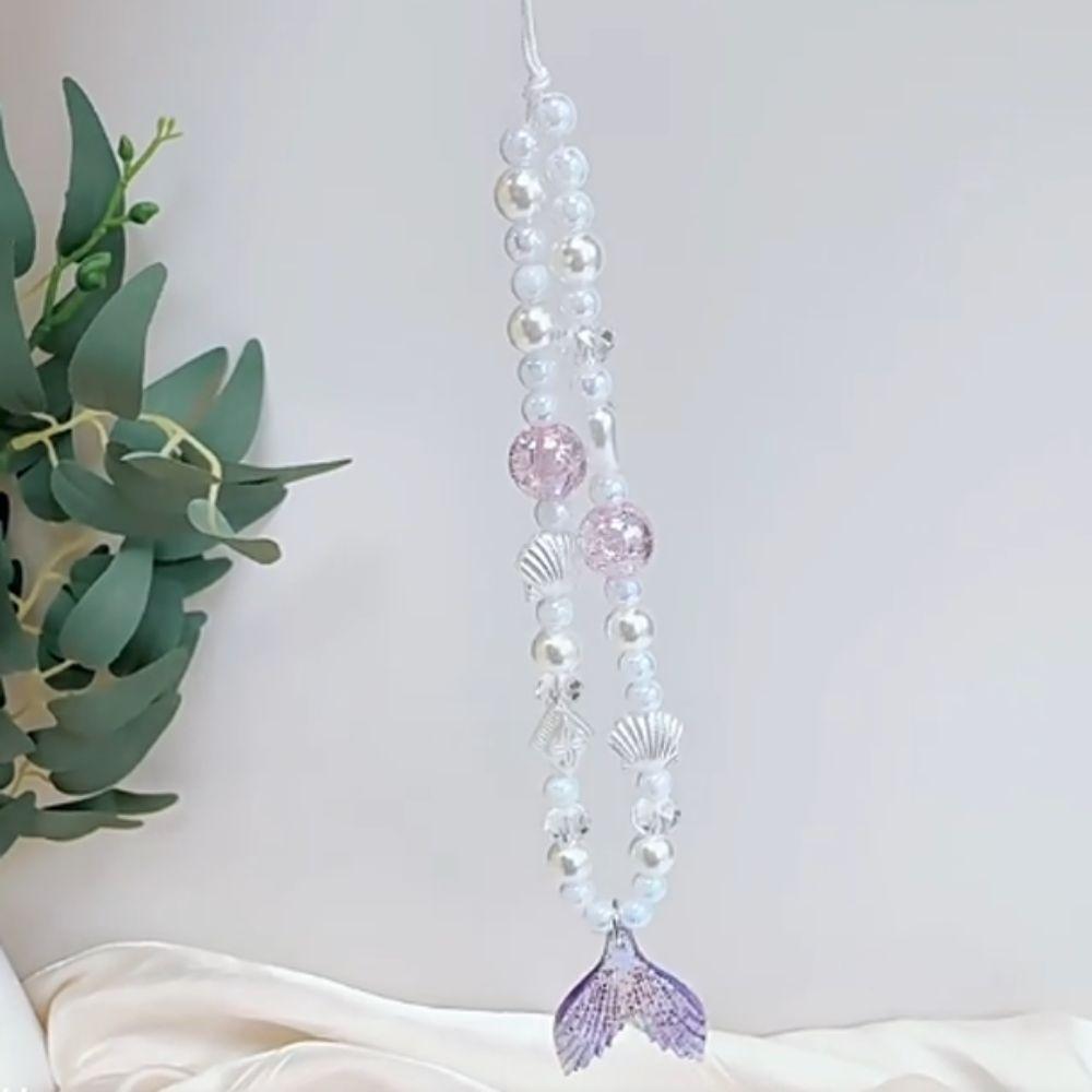 Fish Tail Mobile Phone Lanyard Shell Cell Phone Strap Jewelry Gift Bead Phone Chain  Woman Girl