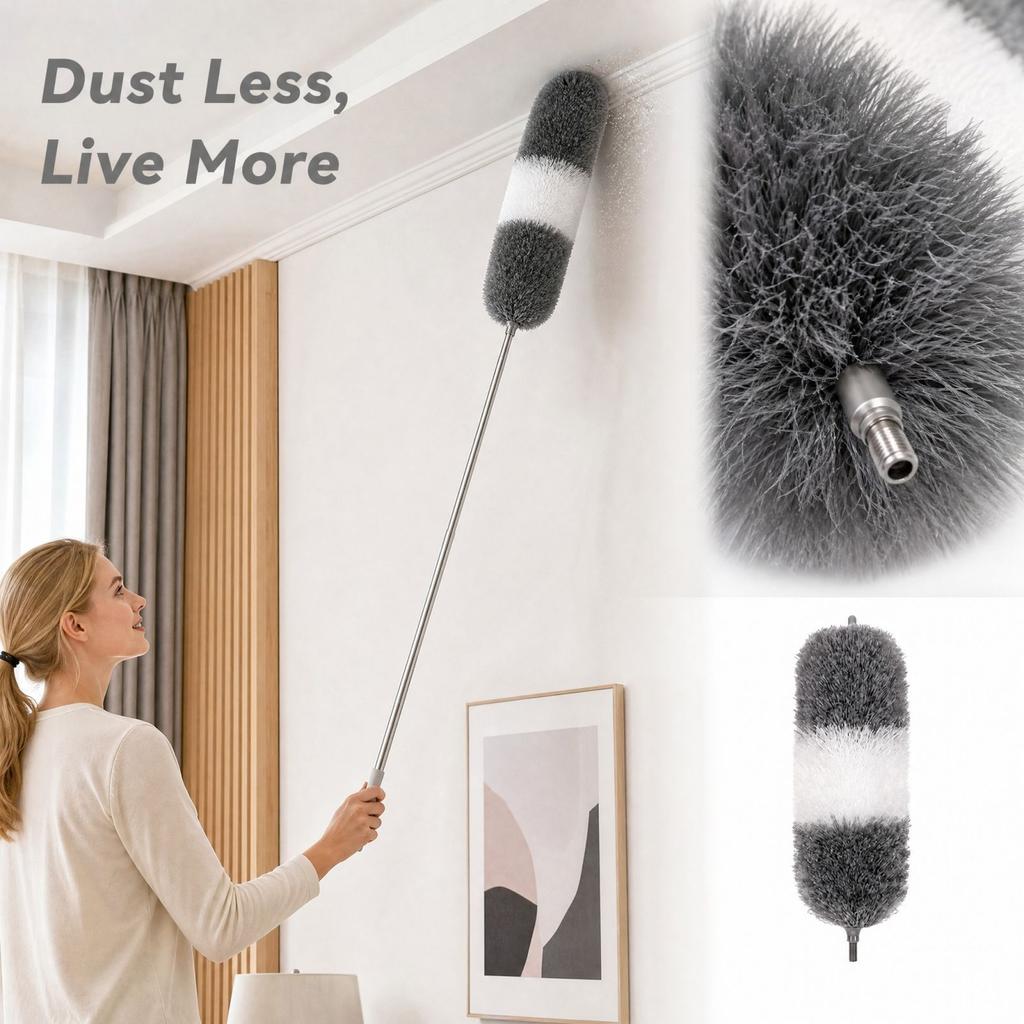 Extendable Duster with Handle for Cleaning - Adjustable Dusting Brush for Home Car