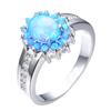 White gold flower-shaped Opal 8MM * MM ring