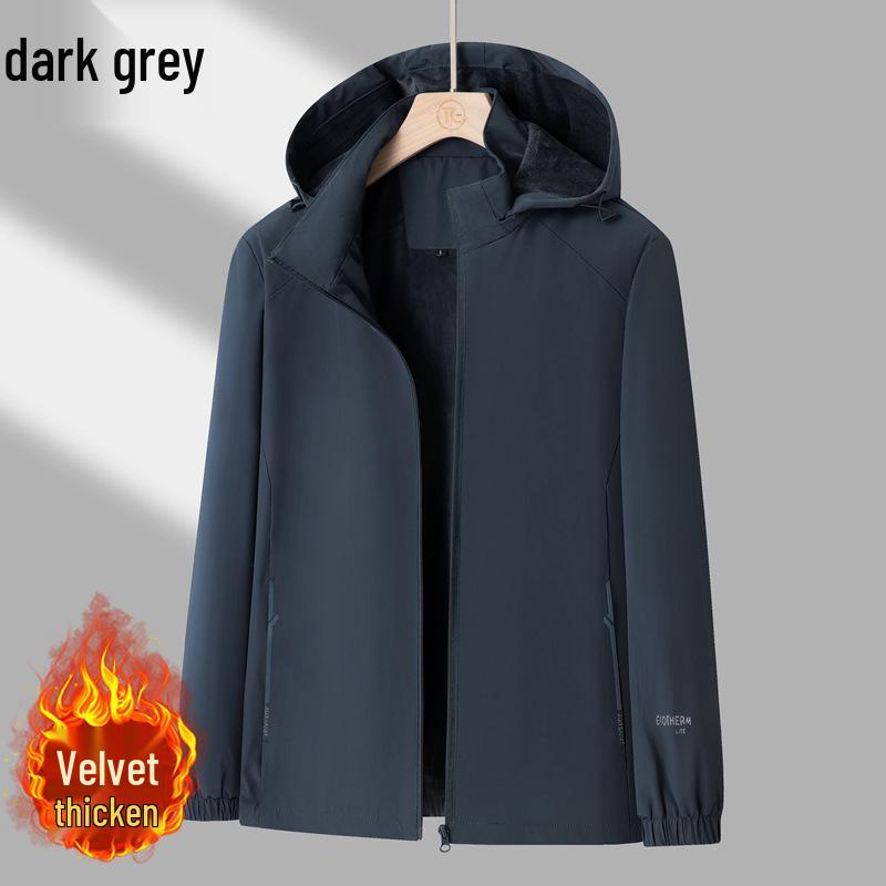 

Autumn & Winter Fleece-Lined Sporty Windbreaker with Detachable Hood for Men & Couples Extra Large