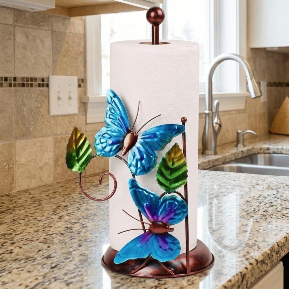 Freestanding Butterfly Paper Towel Holder One-handed Tear Standing Toilet Paper Holder  Kitchen