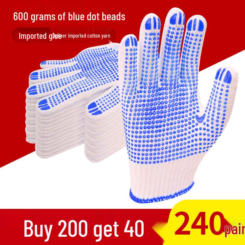 Non-Slip Breathable Dotted Cotton Work Gloves for Men and Women - Wear-Resistant and Ideal for Construction Sites
