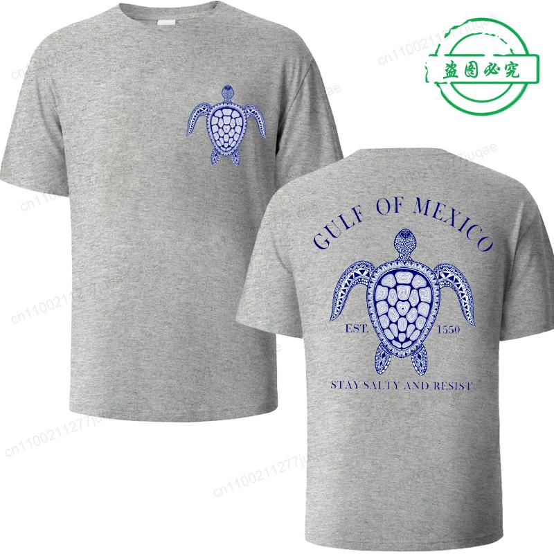 Gulf of Mexico Retro Turtle Shirt T-shirt Men Women Summer Loose Couple Short Sleeve Tops Harajuku Y2k Vintage Tee Fashion Top