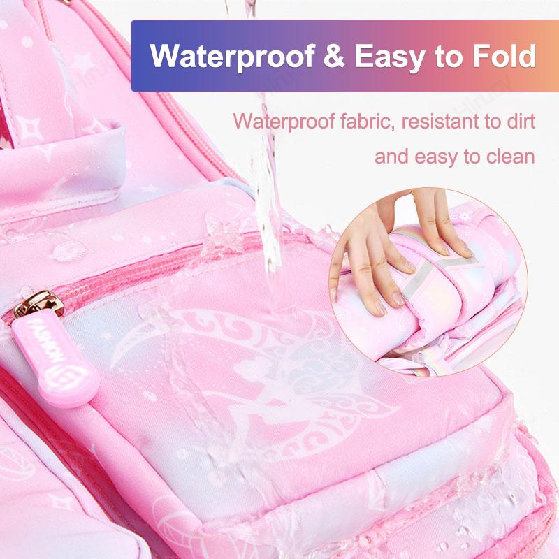 Girl's School Bag with Large Capacity Side-Open Children School Backpack Cartoon Outdoor Travel Bag for Kids Teenage Child