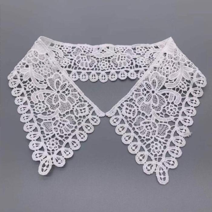 White Neckline Lace Collar Craft Sewing Fabric Venise Motif Applique Trims DIY Craft