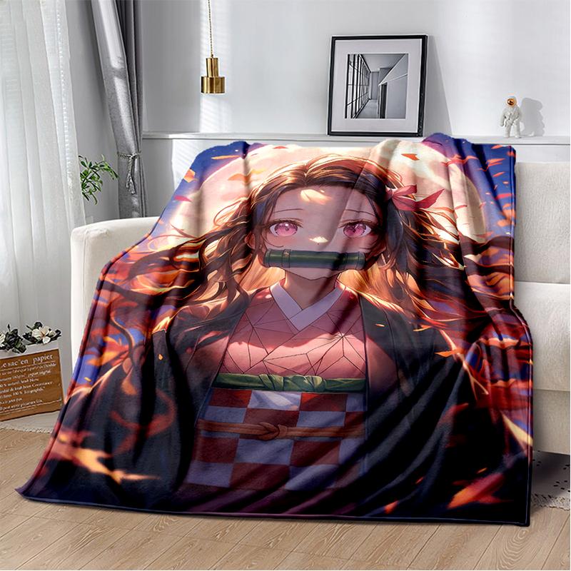 30 Style Demon S-Slayer Cartoon  Kamado Nezuko Anime Blanket,Soft Throw Blanket for Home Bedroom Bed Sofa Travel Office Kids