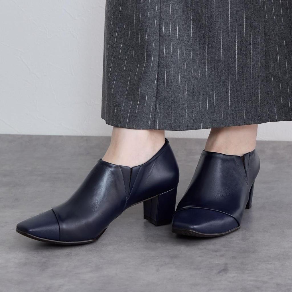 Himiko Square Toe Side Gore Pumps / 643302 Navy 230