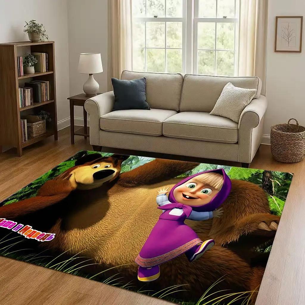 New Cartoon M-Masha And B-Bear Christmas Gift Living Room Non-Slip Area Rug Carpet For Bedroom Playroom Sofa,Home Decor Doormat
