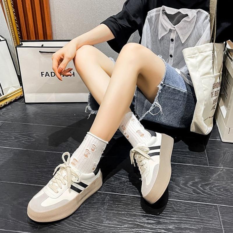 Casual retro thick sole heightening casual board shoes little white shoes women's leather classic versatile women