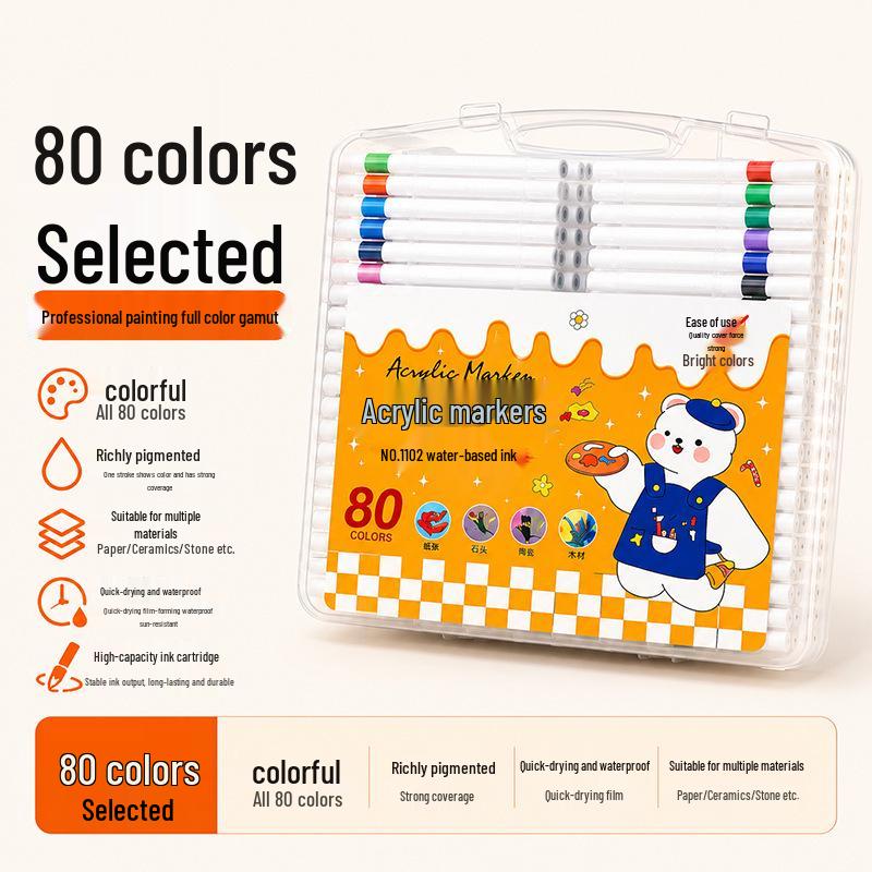 Acrylic Watercolor Marker with Soft Tip - Washable & Non-Bleeding for Kids' Art & Graffiti.