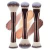 1Pc Dual-Ended Foundation & Blush Brush Soft Bristle, For All Skin Types Perfect For Flawless Application Of Liquid, Cream, And Powder Makeup Brush