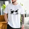 Unisex Crew Neck Drum Set Silhouette Print Short Sleeve Cotton Tee Casual Summer Streetwear Loose Basic Daily Outdoor Wear Top