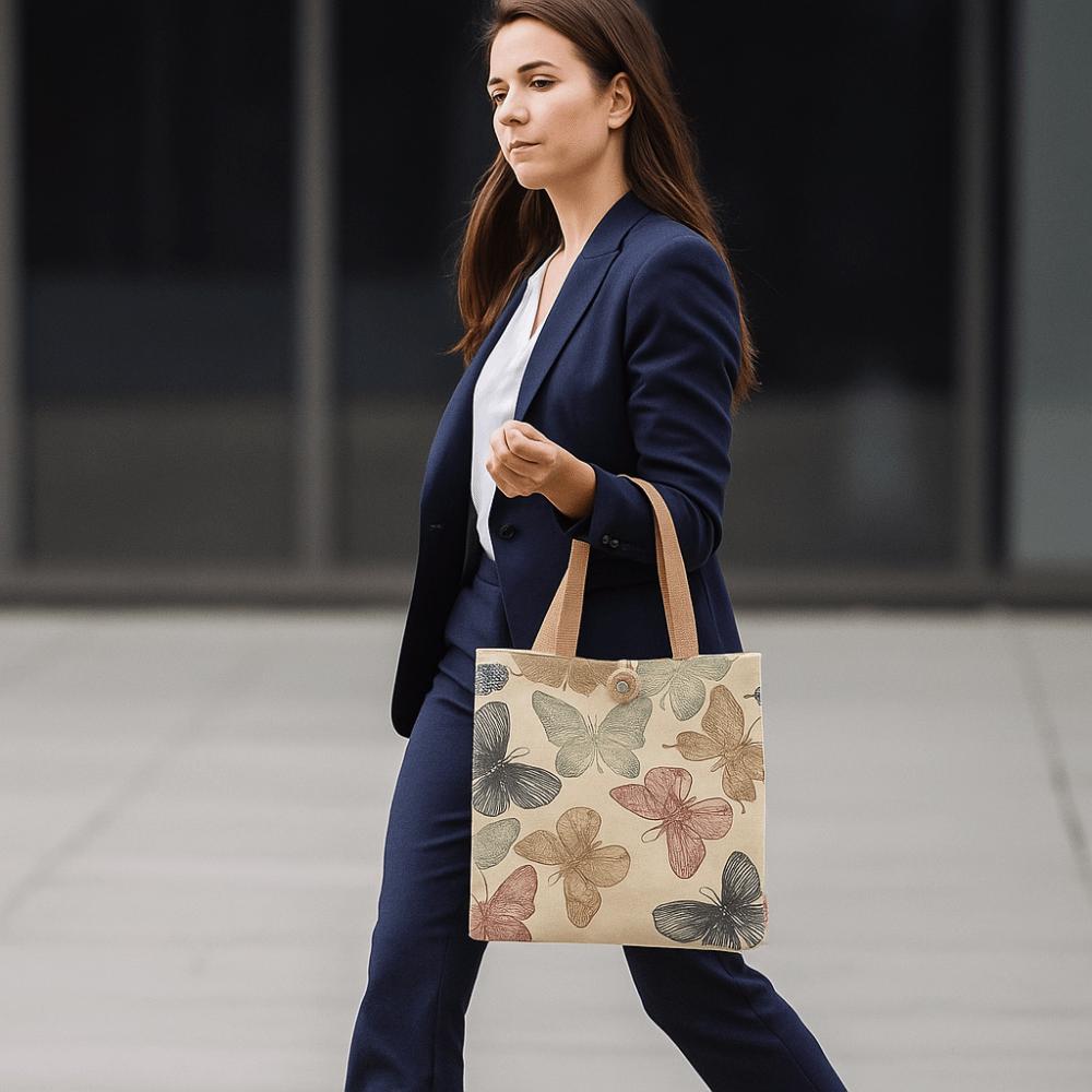 Large Capacity Lunch Bag Thermal Insulation Portable Mommy Bag Butterfly Print Bag Lunch Storage