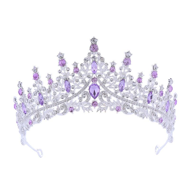 European Style Bridal Crown Alloy Hair Accessories Wedding Rhinestone Headband Electroplating Birthday Crown Dinner Wedding Headdress