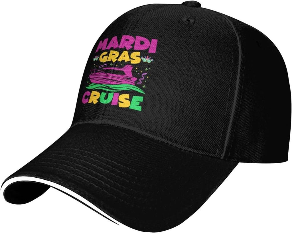 Mardi Gras Cruise Graphic Baseball Cap Adjustable Low Profile Polyester Casual Summer Hats