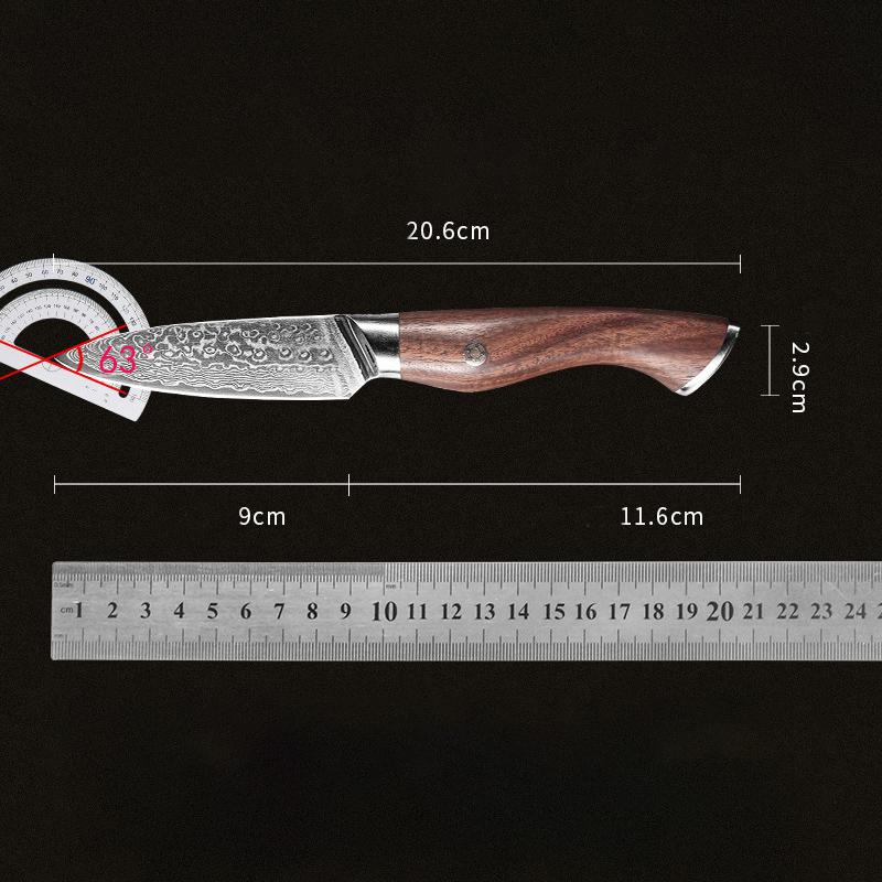 3.5 Inch Paring Knife 67-layers Damascus VG-10 Steel Blade Barbecue Peeling Fruit Kitchen Knives Rosewood Handle Cooking Tools