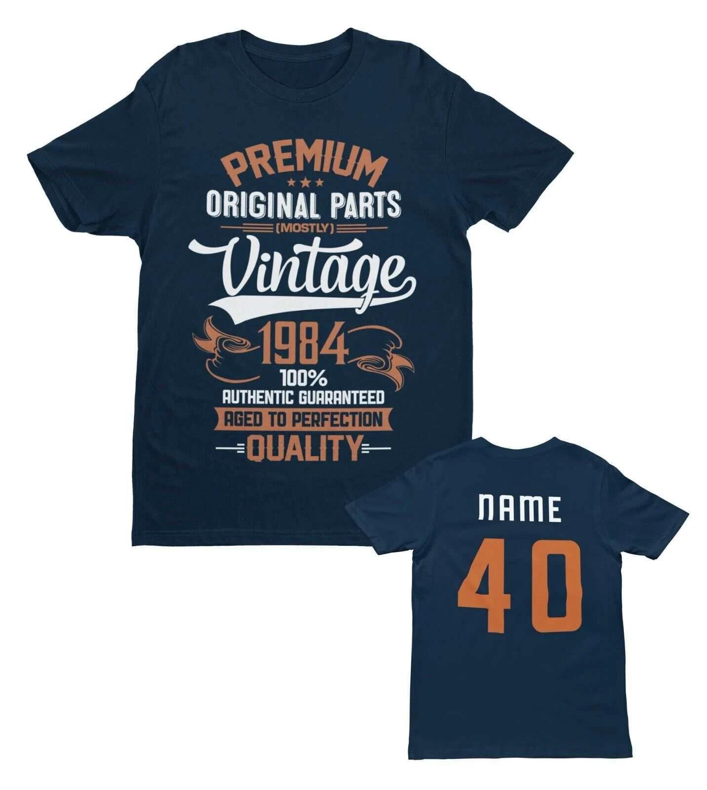 Personalised Vintage 1984 Original Parts 40th Birthday 2024 T Shirt Name on Back 4XL