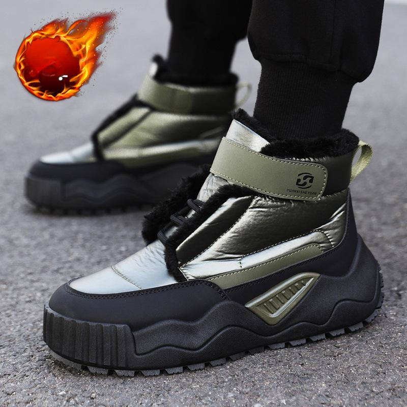 

Winter Outdoor Velvet Warm Men s Cotton Boots Fashion Waterproof Work Boot Snow Boots for Men Non-slip Platform Boots 39 зелений