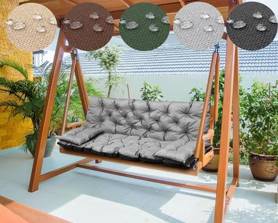 Garden Cushion for a Bench, a Swing, Waterproof with Strings, Tied + Small Pillows