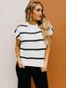 Women's Short-Sleeve Striped Pullover Sweater - Casual & Versatile European/American Style