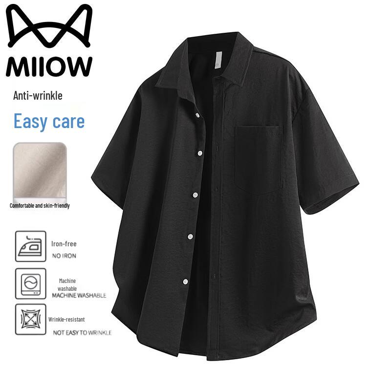 MiiOW Men s Summer Loose Fit Short Sleeve Shirt L