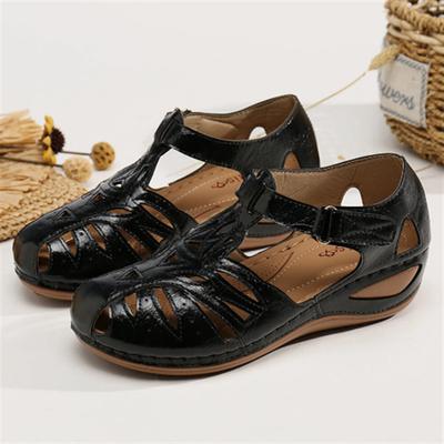 Summer Women Wedges Sandals 2024 PU Leather Women Sandals Beach Shoes for Women Comfortable Cut Out Female Sandals Big Size 43