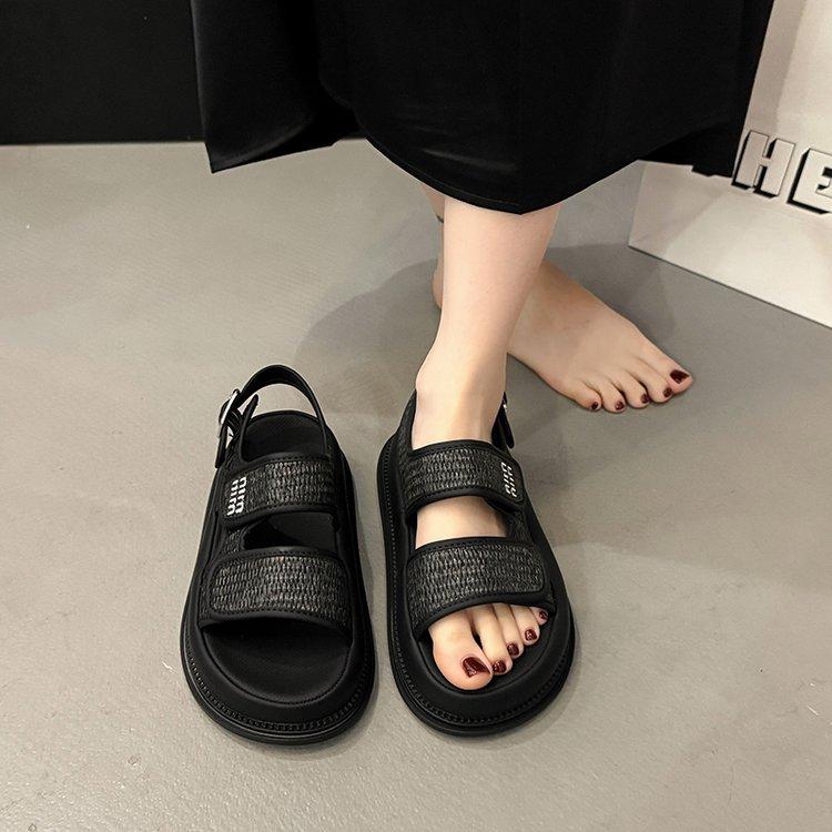 [Armano] Sandals women's 2025 new summer retro versatile small platform casual beach shoes