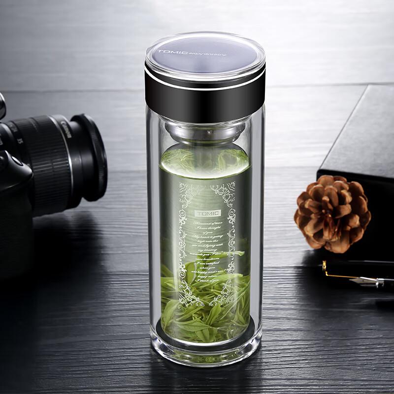 TOMIC Double-Wall Glass Tea Infuser Bottle