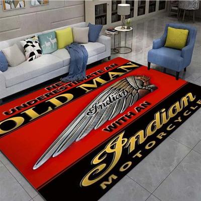 Tapis en peluche rétro Indian Motorcycles, fenêtres de chambre à coucher, tapis de décoration de chevet pour la maison, cadeau pour hommes de moto robuste