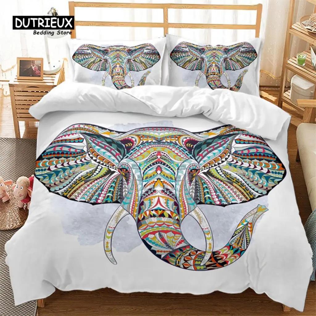 Exotic Ethnic Animals Duvet Cover King For Kid Adult Bohemian Mandala Bedding Set Microfiber Colorful Deer Wolf Head Quilt Cover