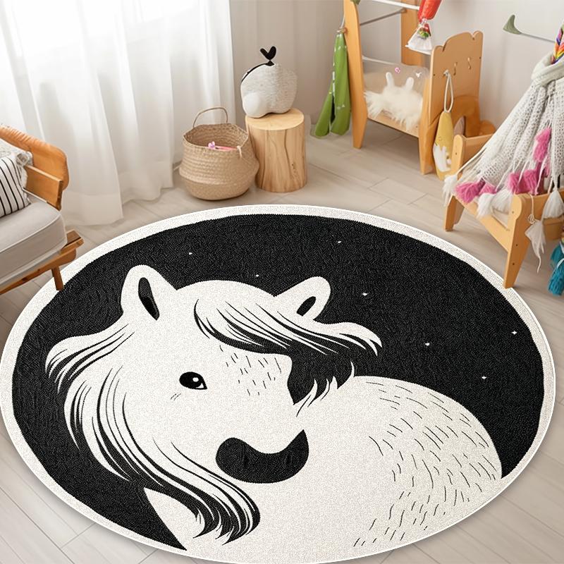 

Cute Small Animals Round Carpet Living Room Home Decoration Short Pile Bedroom Soft Rugs Childrens Rest Area Non-slip Floor Mats 60cm 23.6 in