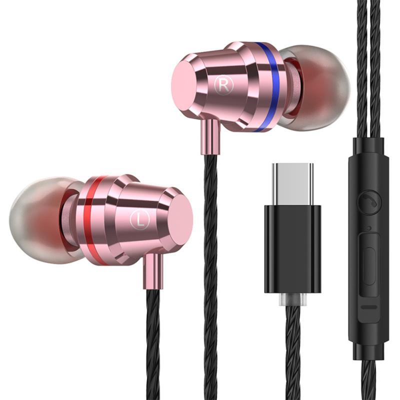 Universeller Typ-C kabelgebundener In-Ear-Kopfhörer mit Geräuschunterdrückung, Kabelsteuerung und 3,5-mm-Telefon-Headset