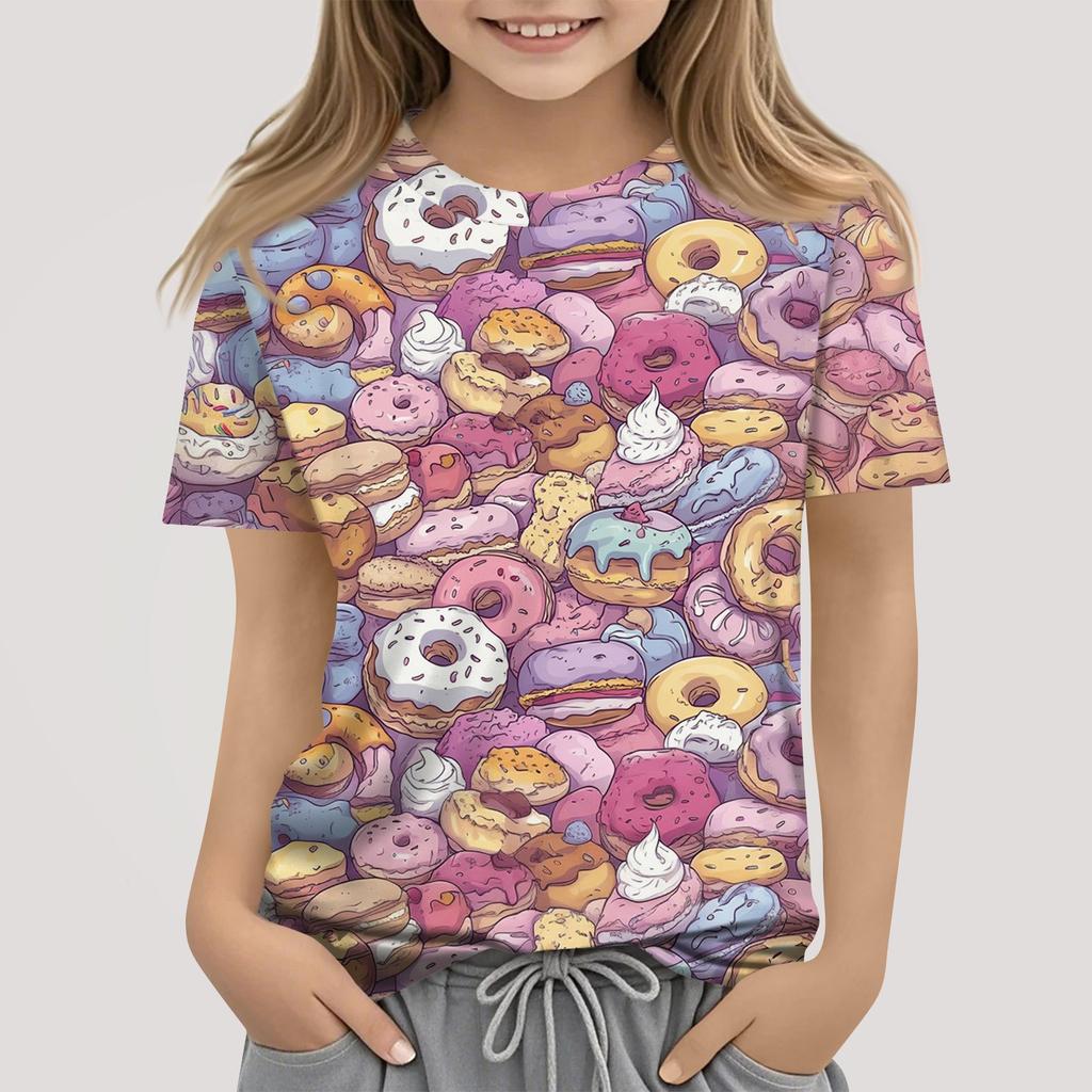 Kinder Mode Lässig Kurzarm Tier Floral Print Rundhals T-Shirt Top