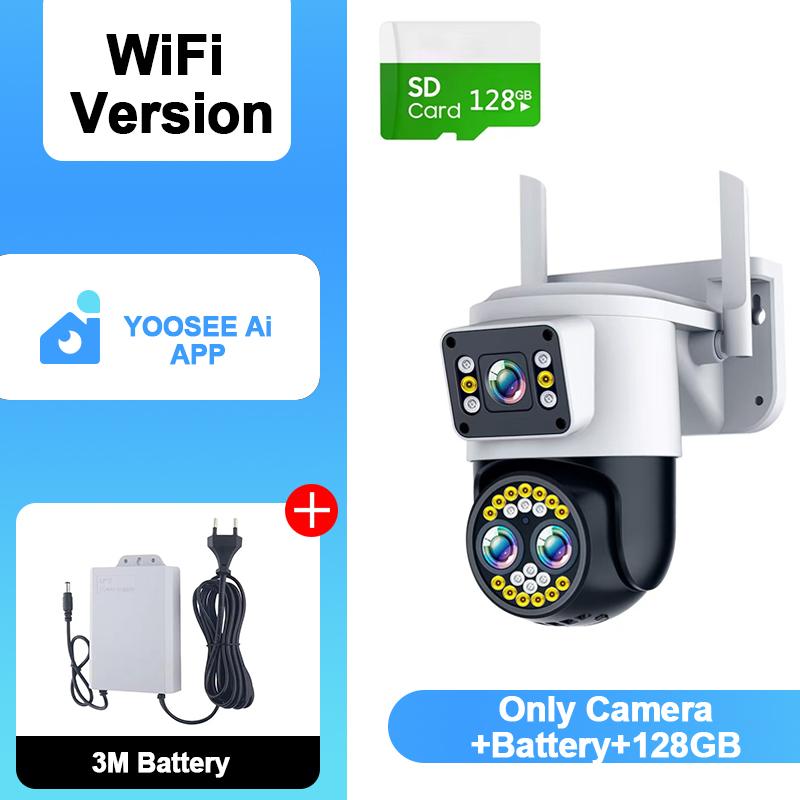 

YOOSEE Ai APP Камера безпеки Wi-Fi PTZ Бездротова вулична CCTV камера HD 15MP 10-кратний ЗУМ Автоматичне відстеження Двостороння аудіозв язок Кольорове нічне бачення Camera+batterie+128GB