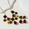 Artistic Retro Square Jewelry Set: Simple, Elegant, Translucent Earrings & Necklaces In Hong Kong Style.