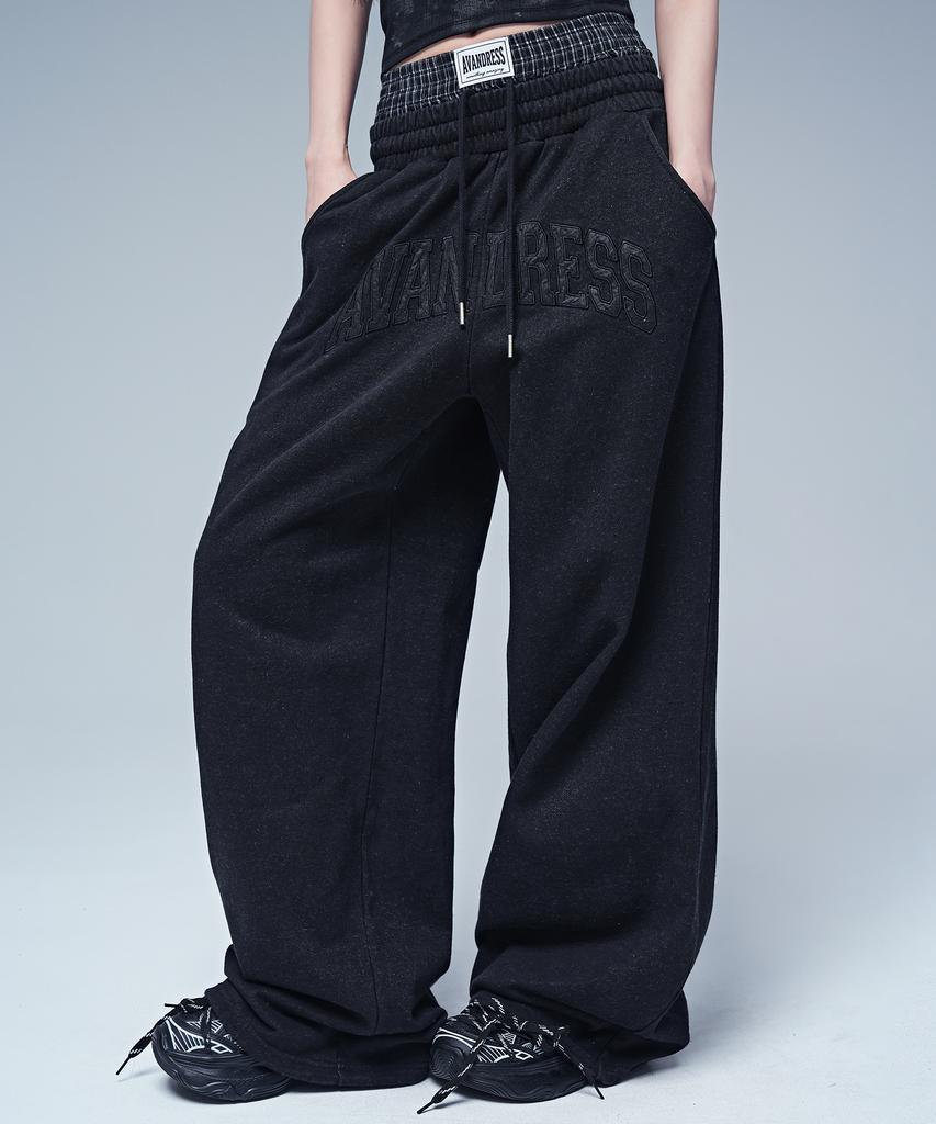 AVANDRESS 88 Felt 3D Pigment Wide Sagging Pants_2 Colors