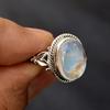 Blue Fire Rainbow Moonstone 925 Sterling Silver Ring, Artisan Handmade Blue Gemstone Ring Jewelry