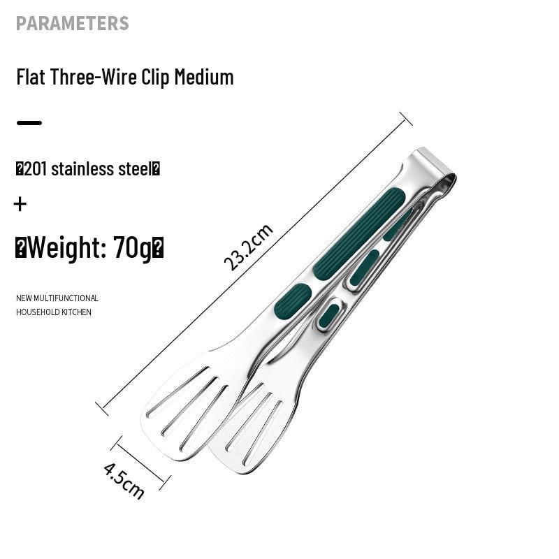 Stainless Steel Korean BBQ & Kitchen Tongs: Bread, Steak, or Barbecue Tongs with Three-Line Grip