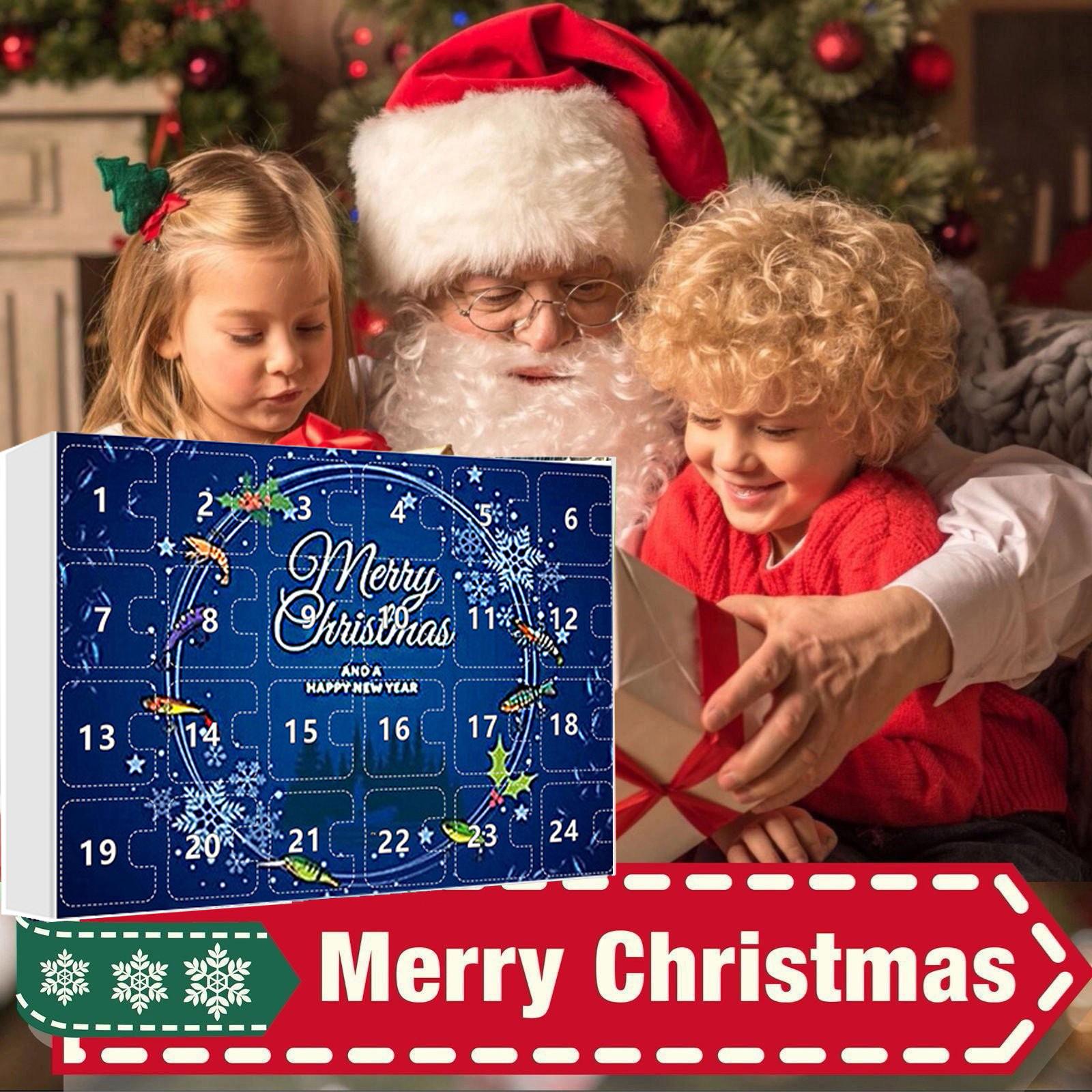 

24 шт Адвент-календарь Рыбалка Рождественский обратный отсчет, рыболовные снасти Адвент-календарь для рыбалки Взрослые мужчины Подростки Мальчики, Рождественский сюрприз-подарок One Size