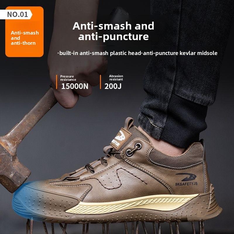 Men's Safety Shoes Insulated Labor Protection Shoes Breathable Anti Smashing Puncture Comfortable Men's Safety Tennis Steel Toe