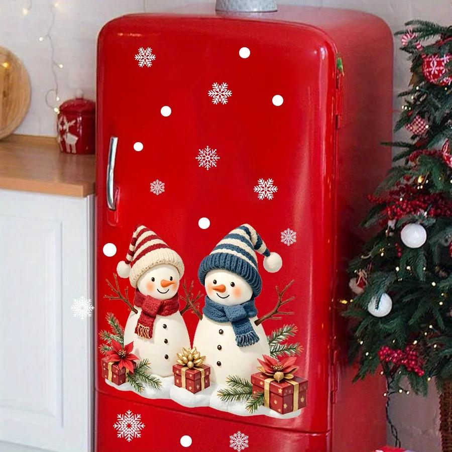 Christmas Snowman Window Clings Removable Static Cling Decal Festive Winter Holiday Decor for Home Office Storefront Windows