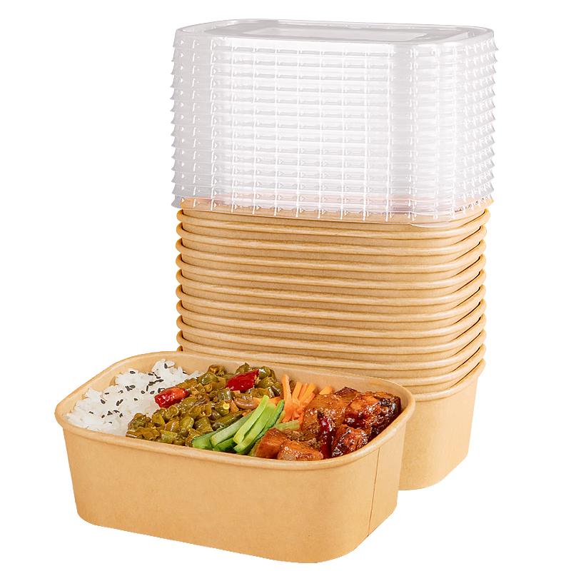 temeiju Disposable Kraft Paper Food Containers with Lids