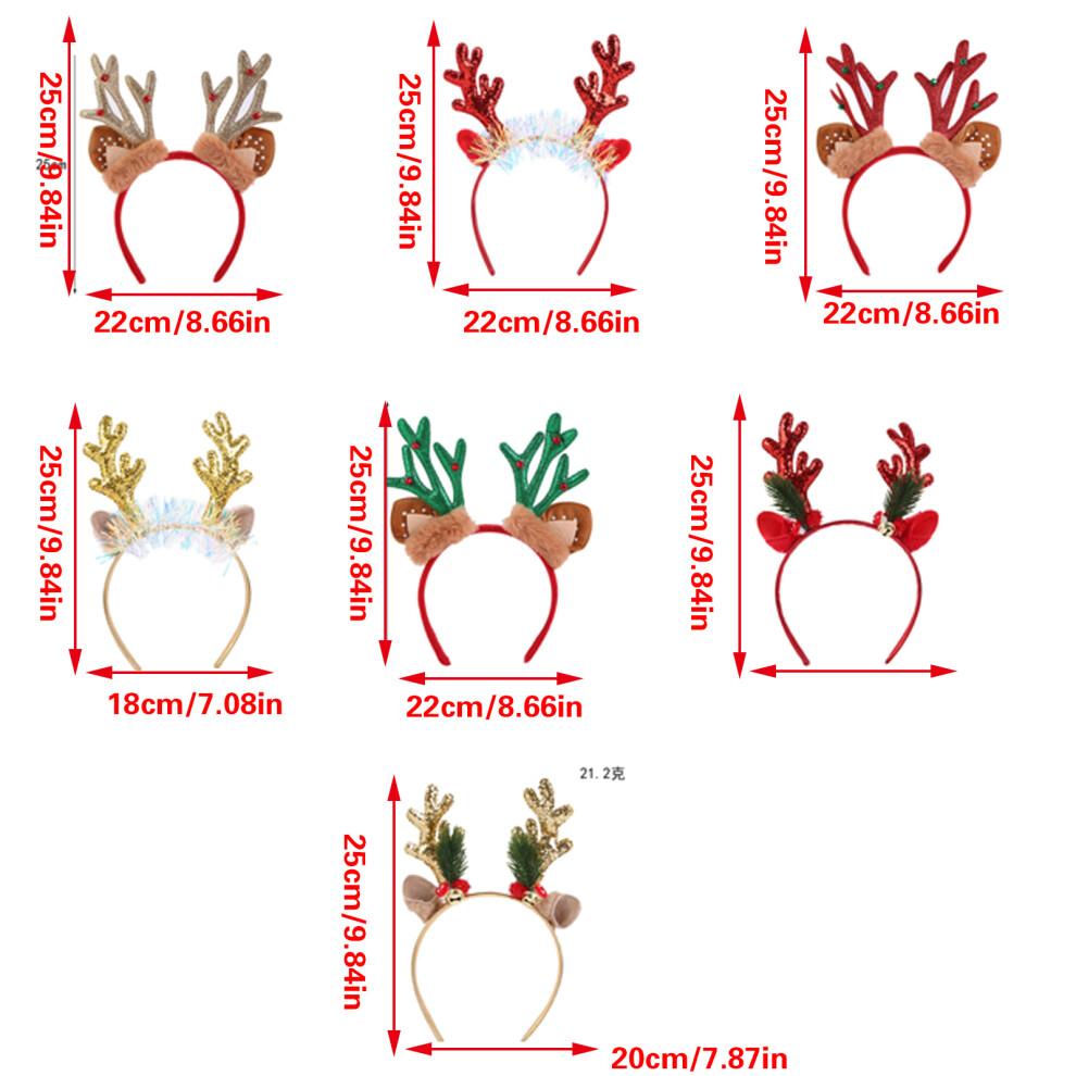 6pcs Holiday Reindeer Antler Hairbands With-Colorful Silk Red